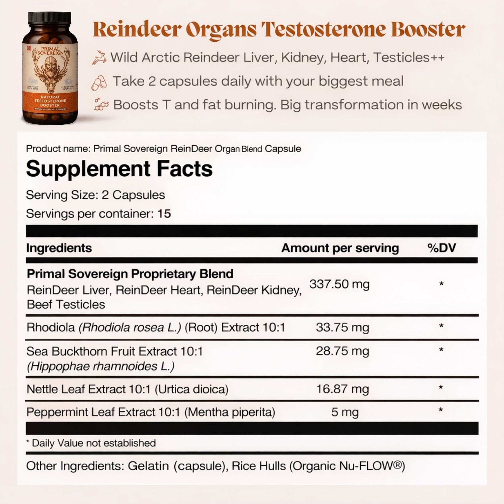 Primal Testosterone Booster | UK's First Reindeer Supplement